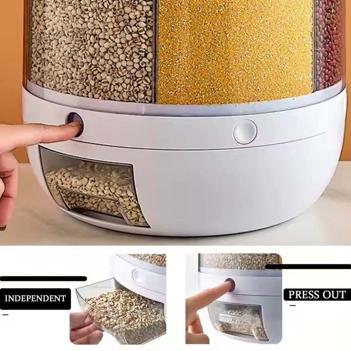 6-Grid Rotating Food Storage Container Moisture-Proof