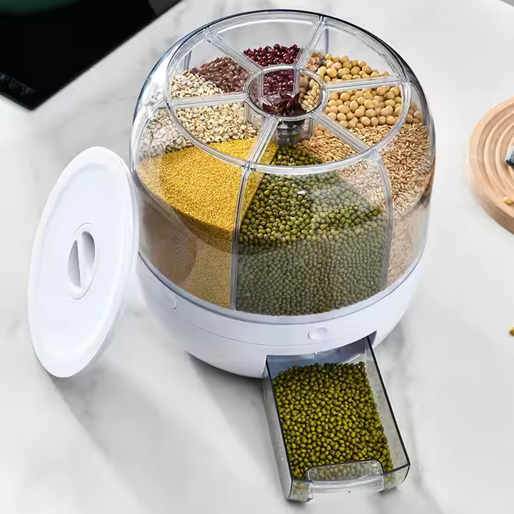 6-Grid Rotating Food Storage Container Moisture-Proof